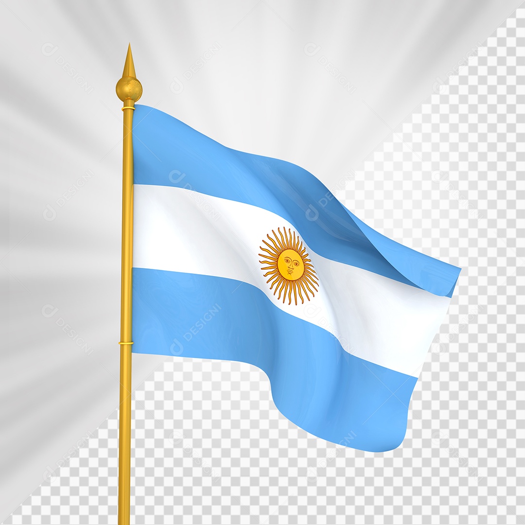 Argentina Bandeira 3D Elemento Dourado para Composição PSD