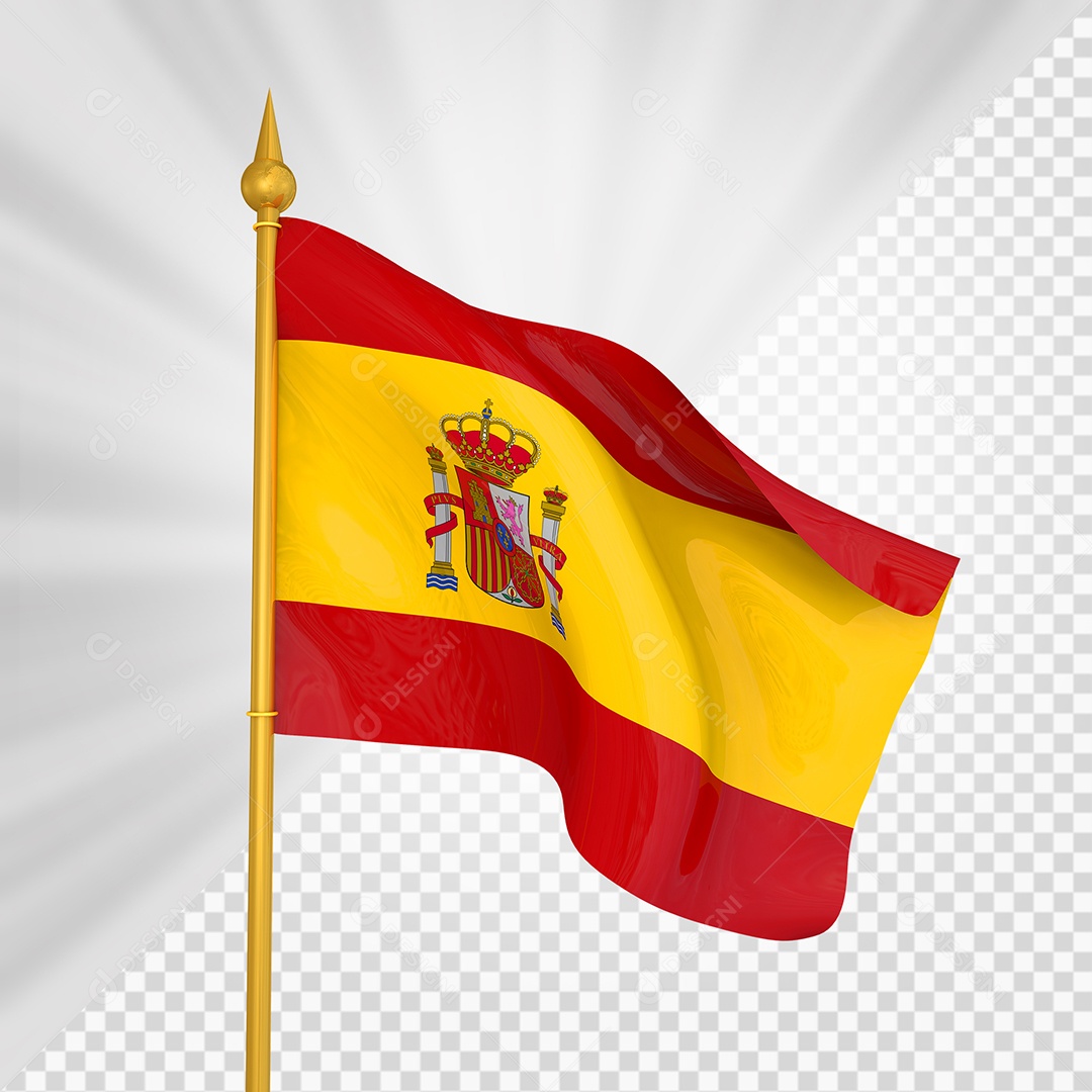 Espanha Bandeira 3D Elemento Dourado para Composição PSD
