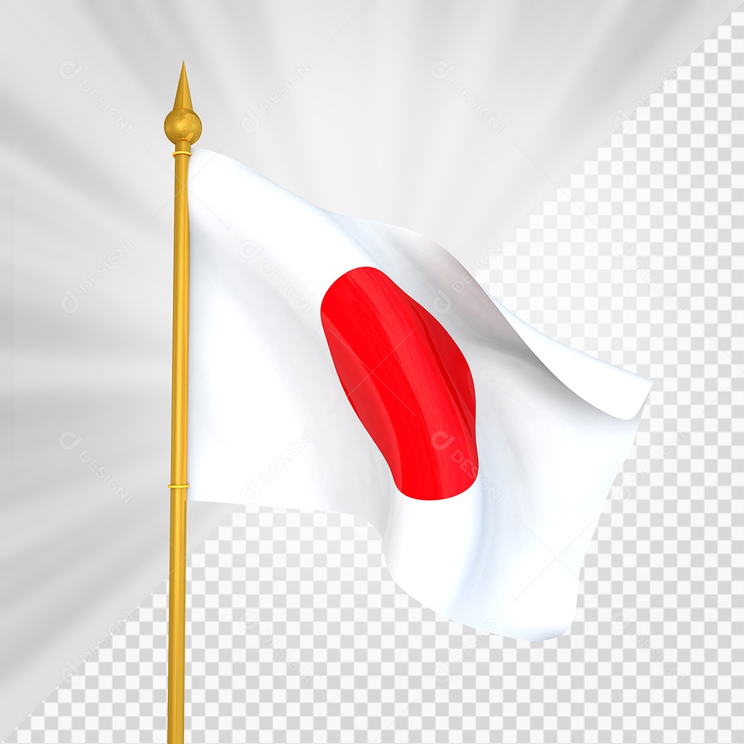 Japão Bandeira 3D Elemento Dourado para Composição PSD