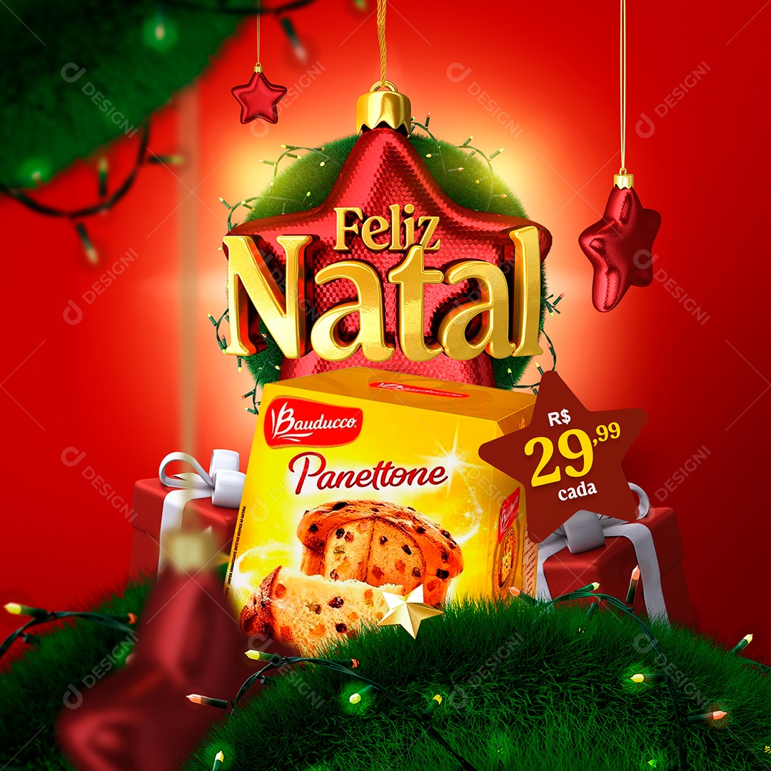 Feliz Natal Panetone R$29,99 Cada Social Media PSD Editável