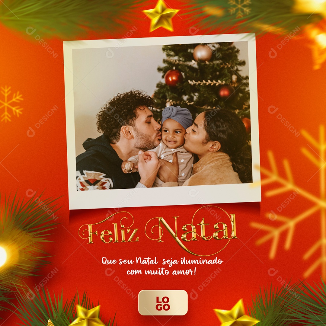 Post Feliz Natal Foto Com Família PSD Social Media PSD Editável
