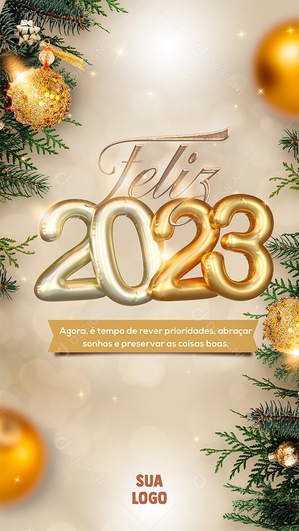 Post Feliz 2023 Ano Novo Stories PSD Social Media PSD Editável