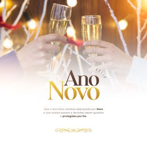Que o Ano Comece Abençoado Por Deus Feliz Ano Novo Social Media PSD Editável