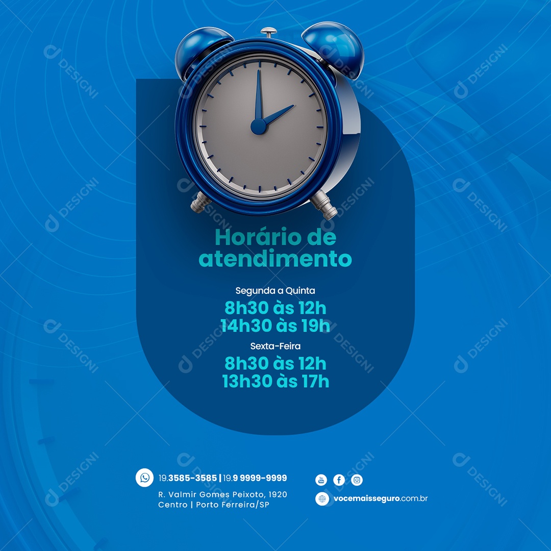 Horário de Atendimento Segurança Eletrônica Social Media PSD Editável