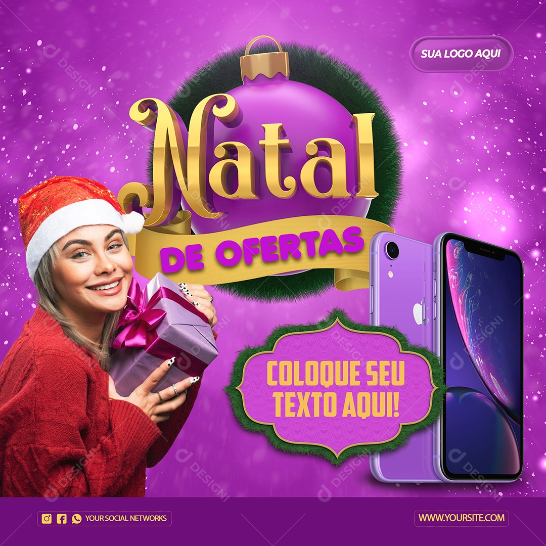 Natal de Ofertas Venha Conferir Social Media PSD Editável