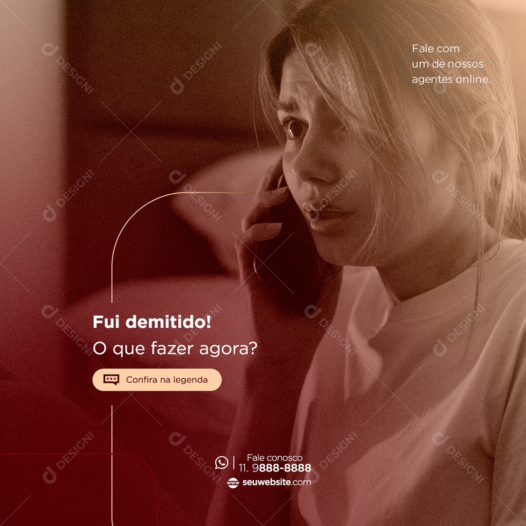 Post Advocacia Fui Demitido Social Media PSD Editável