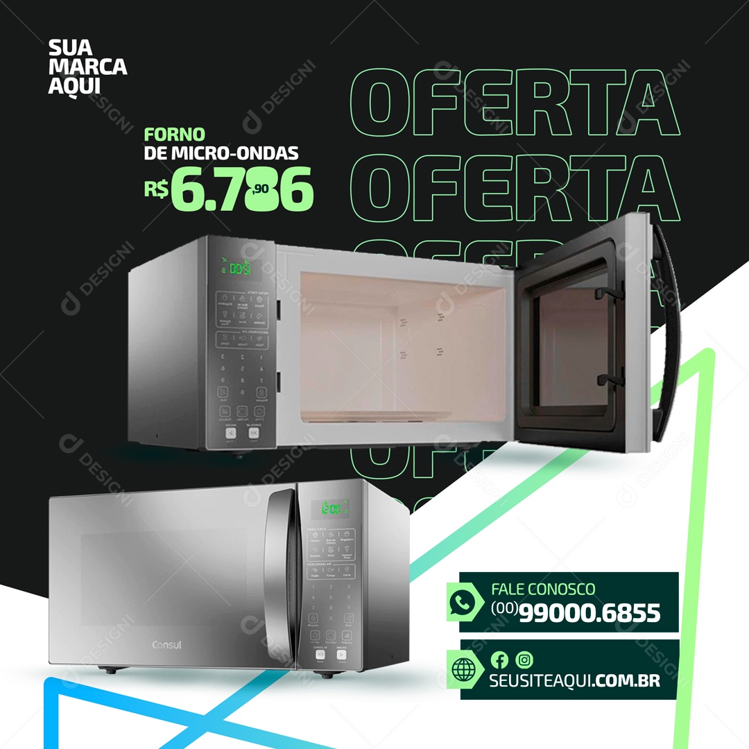 Microondas Promoção Loja de Varejo Social Media PSD Editável