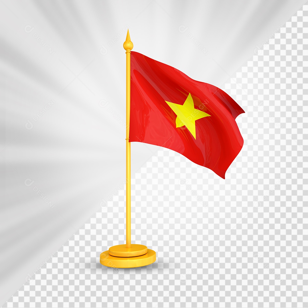 Vietnã Bandeira 3D Elemento Dourado para Composição PSD