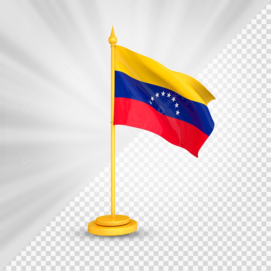 Venezuela Bandeira 3D Elemento Dourado para Composição PSD