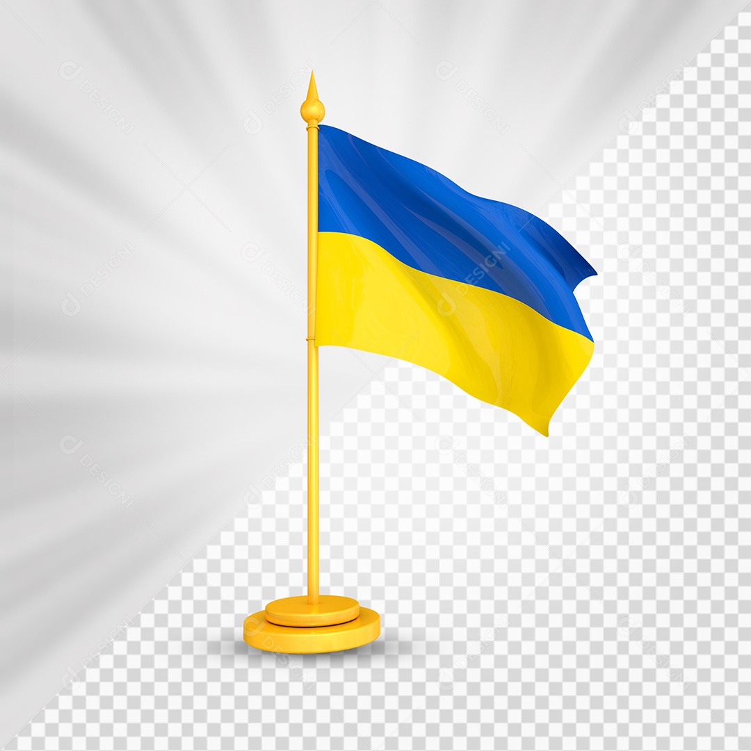 Ucrânia Bandeira 3D Elemento Dourado para Composição PSD