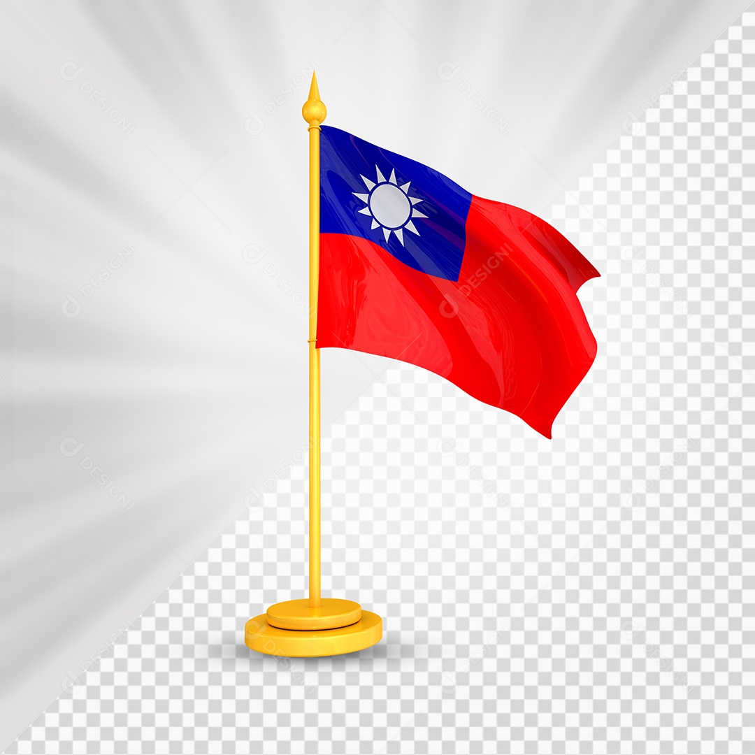 Taiwan Bandeira 3D Elemento Dourado para Composição PSD