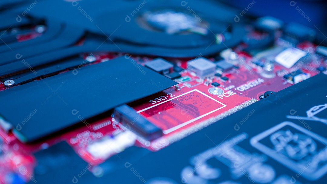 Circuit board with resistors microchips and electronic component.