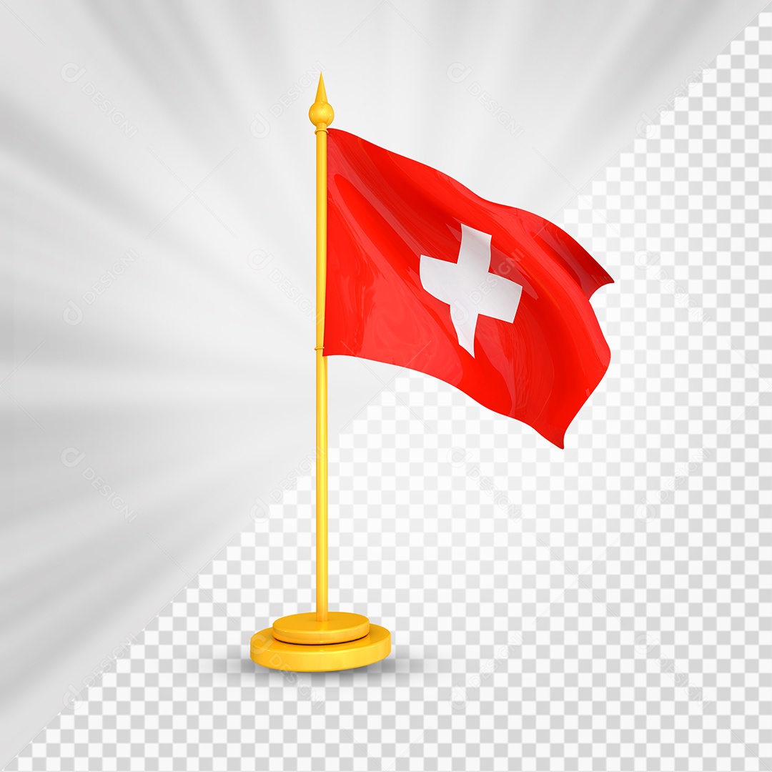 Suíça Bandeira 3D Elemento Dourado para Composição PSD