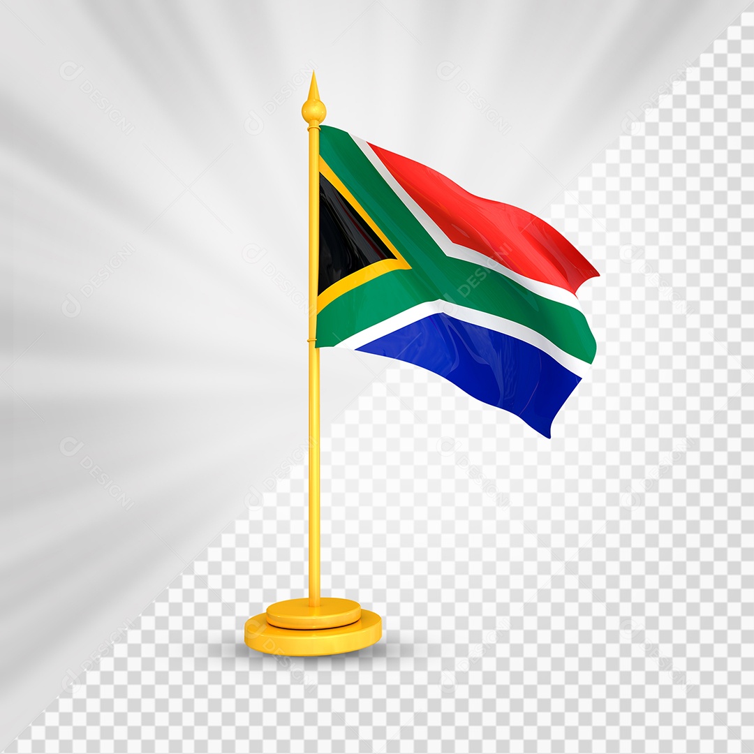 África do Sul Bandeira 3D Elemento Dourado para Composição PSD