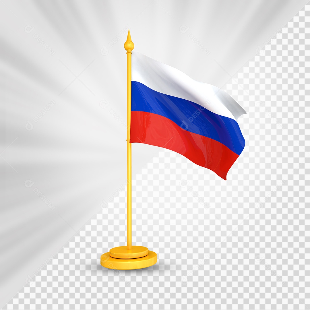 Rússia Bandeira 3D Elemento Dourado para Composição PSD