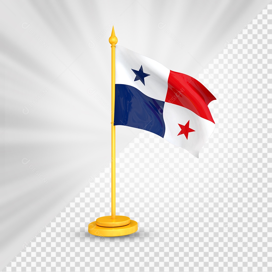 Panamá Bandeira 3D Elemento Dourado para Composição PSD
