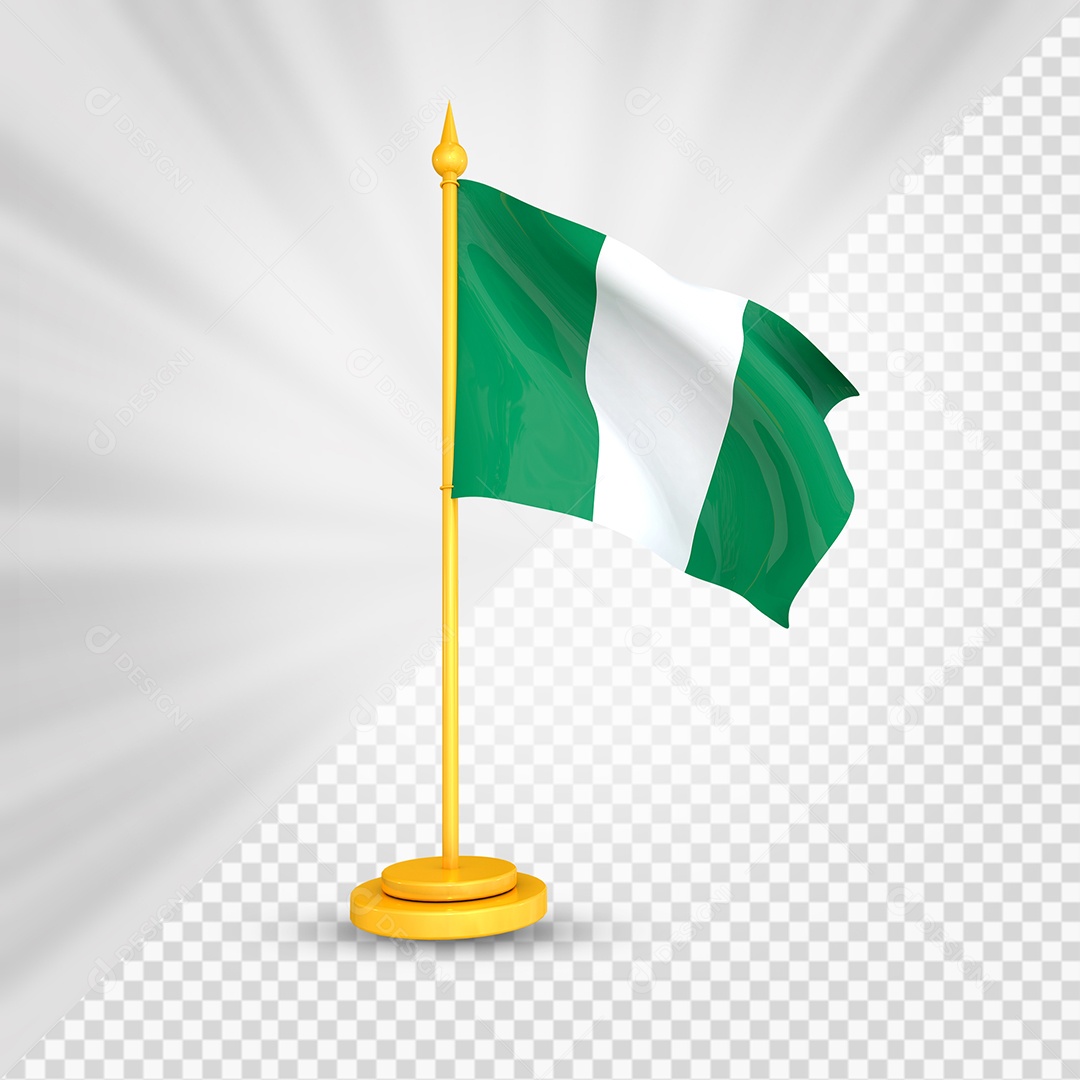 Nigéria Bandeira 3D Elemento Dourado para Composição PSD