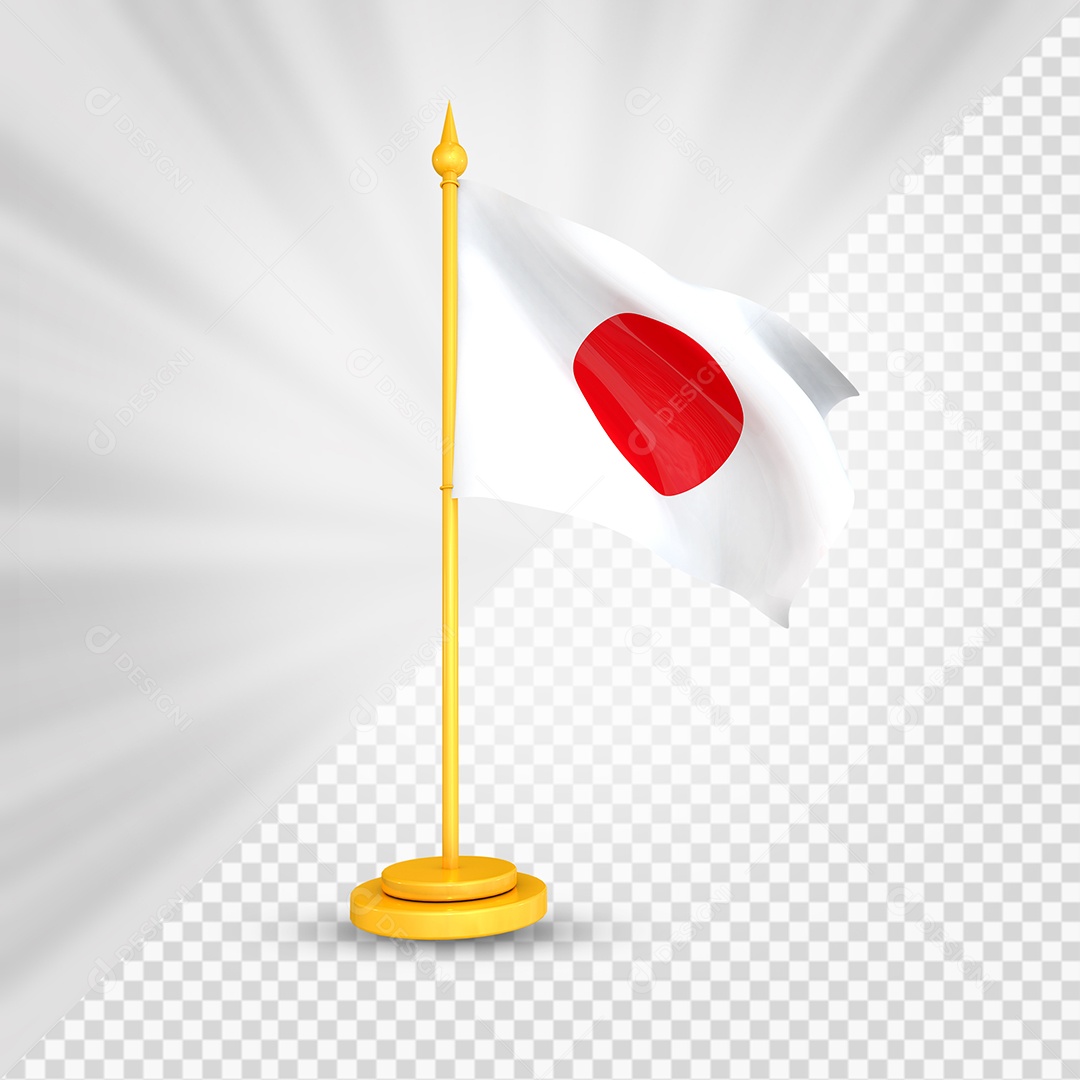 Japão Bandeira 3D Elemento Dourado para Composição PSD