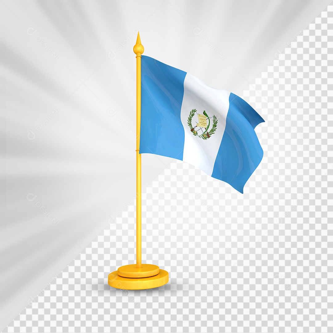 Guatemala Bandeira 3D Elemento Dourado para Composição PSD