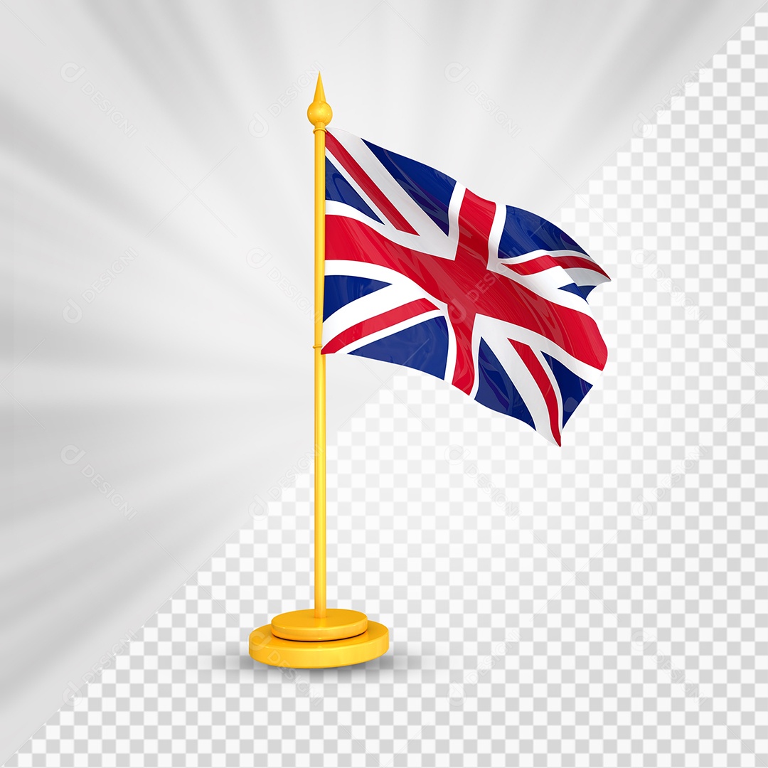 Reino Unido Bandeira 3D Elemento Dourado para Composição PSD