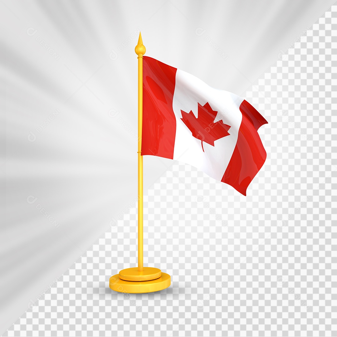 Canadá Bandeira 3D Elemento Dourado para Composição PSD