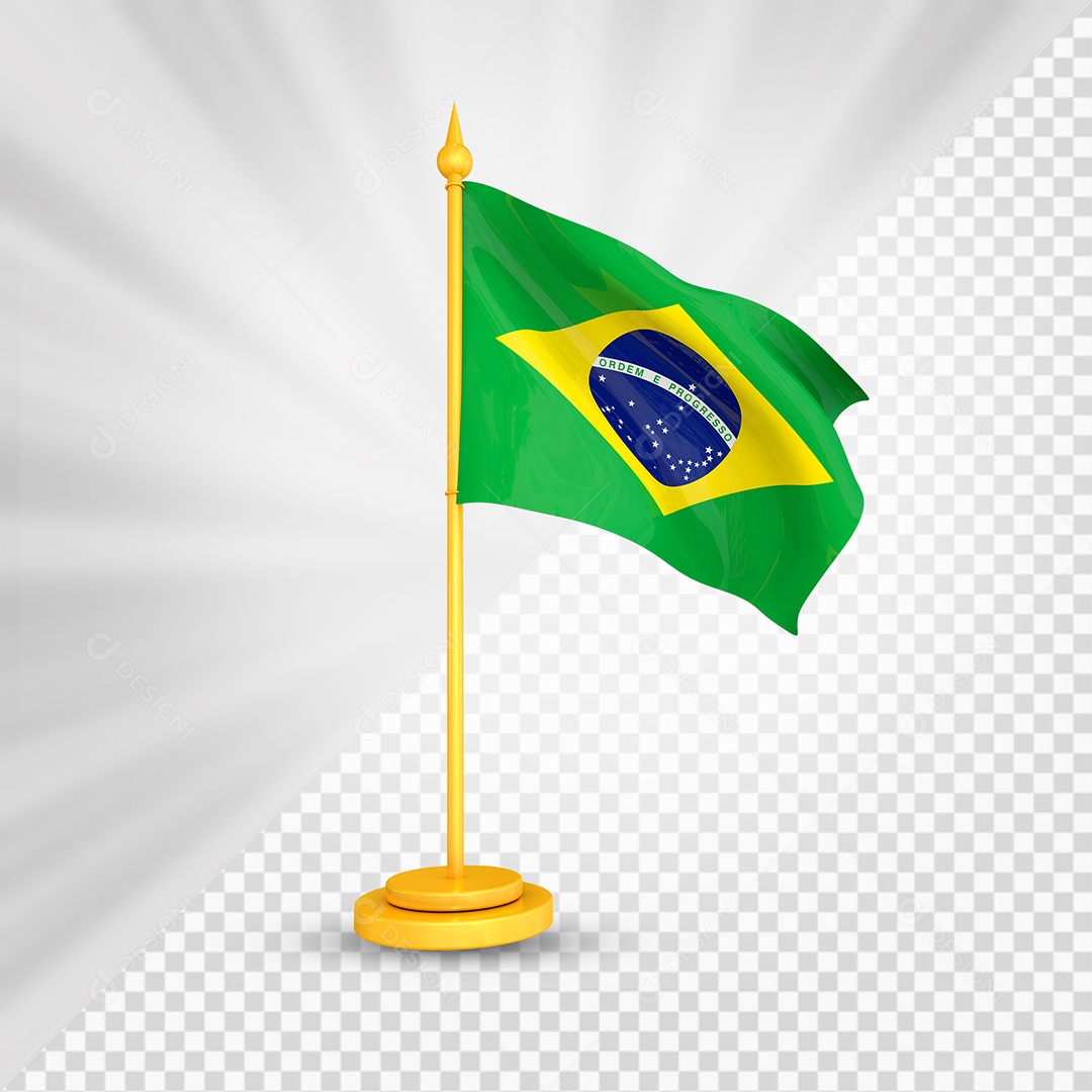 Brasil Bandeira 3D Elemento Dourado para Composição PSD