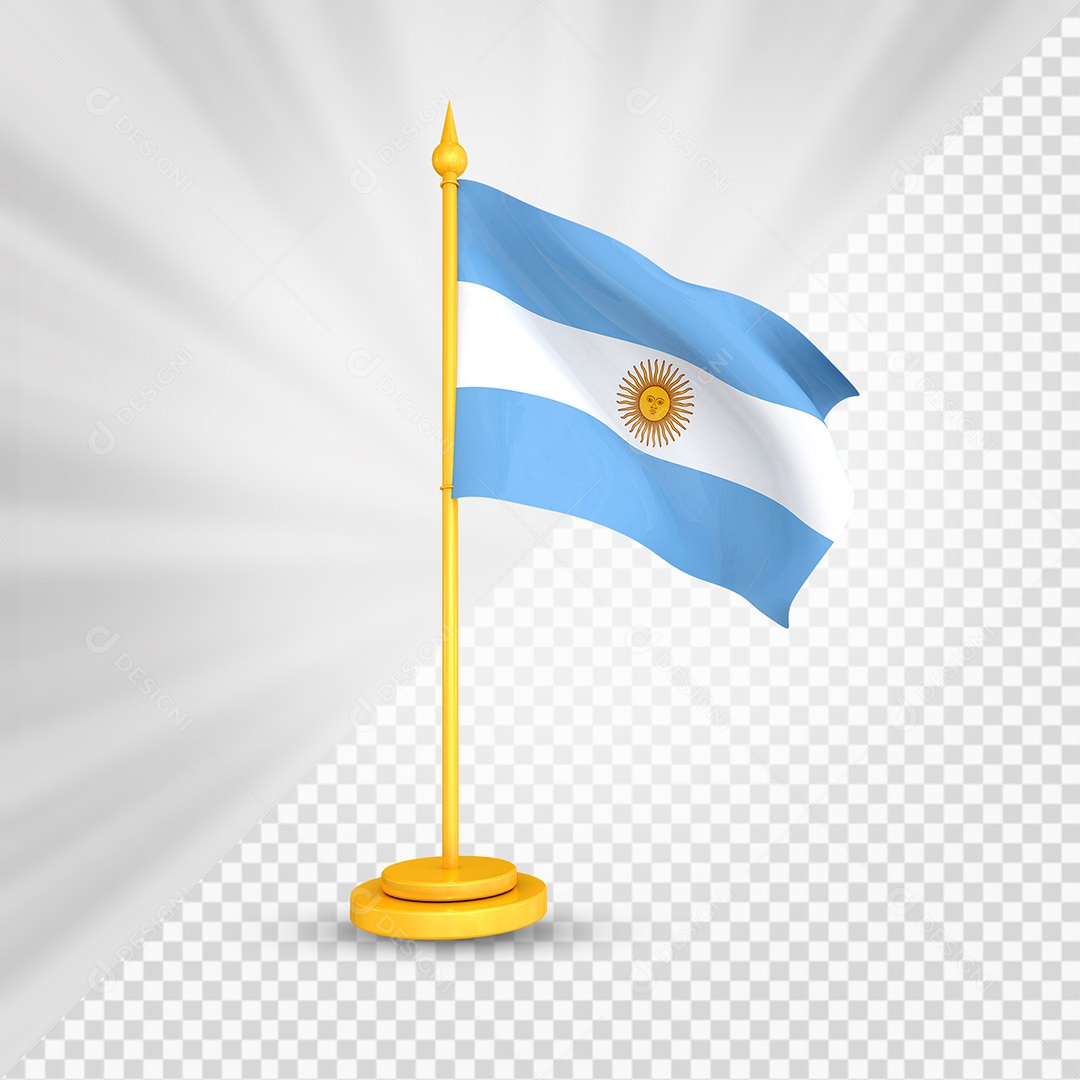 Argentina Bandeira 3D Elemento Dourado para Composição PSD