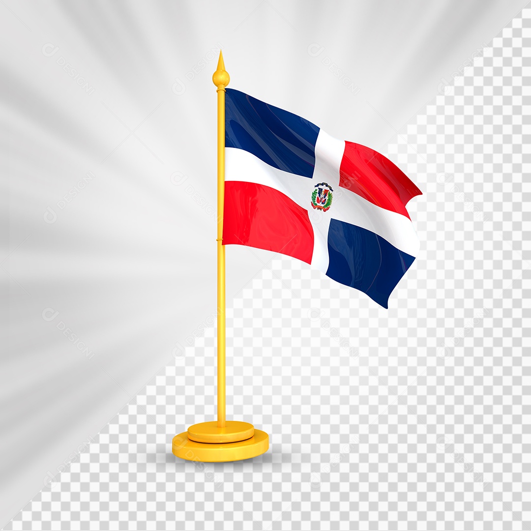 República Dominicana Bandeira 3D Elemento Dourado para Composição PSD