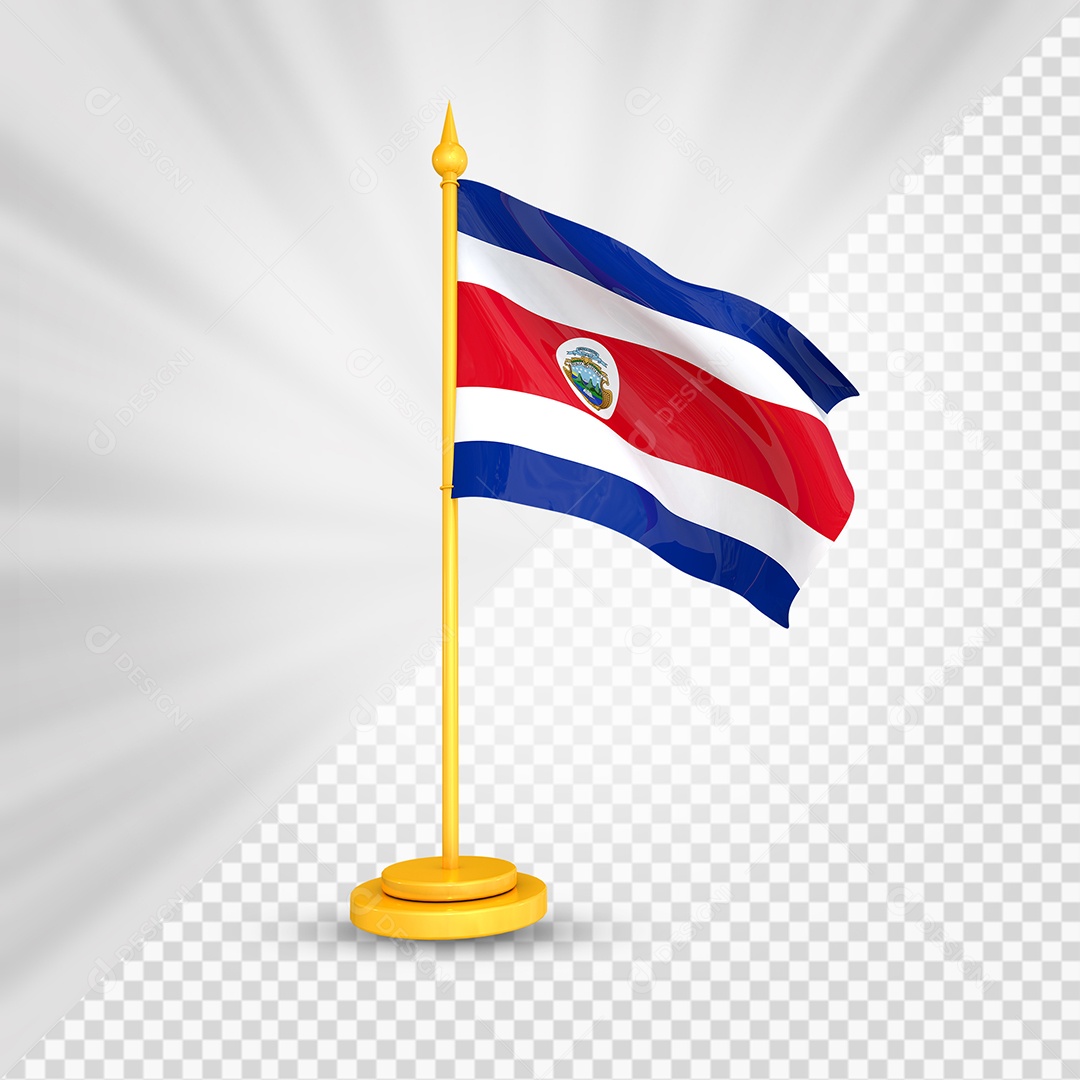 Costa Rica Bandeira 3D Elemento Dourado para Composição PSD