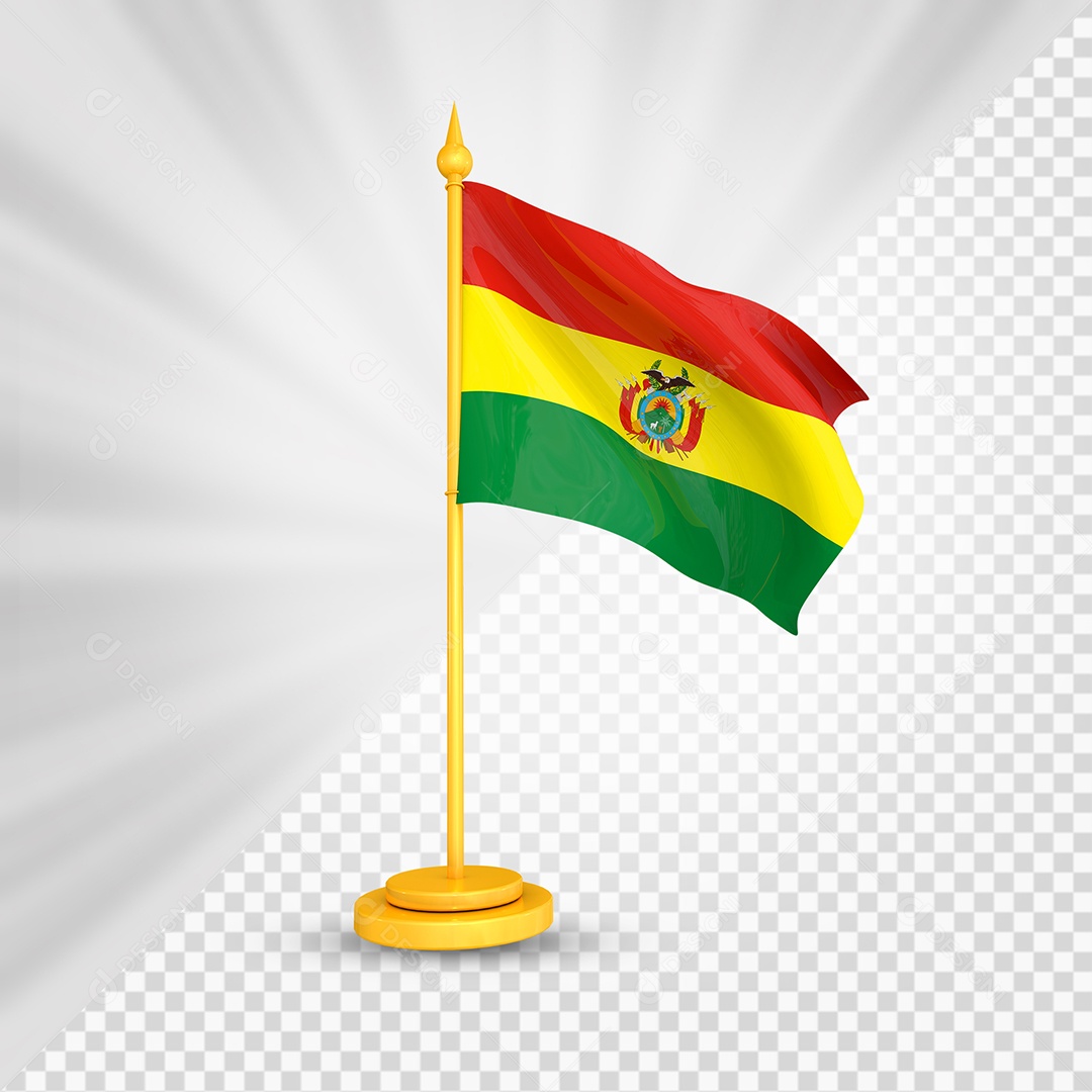 Bolívia Bandeira 3D Elemento Dourado para Composição PSD