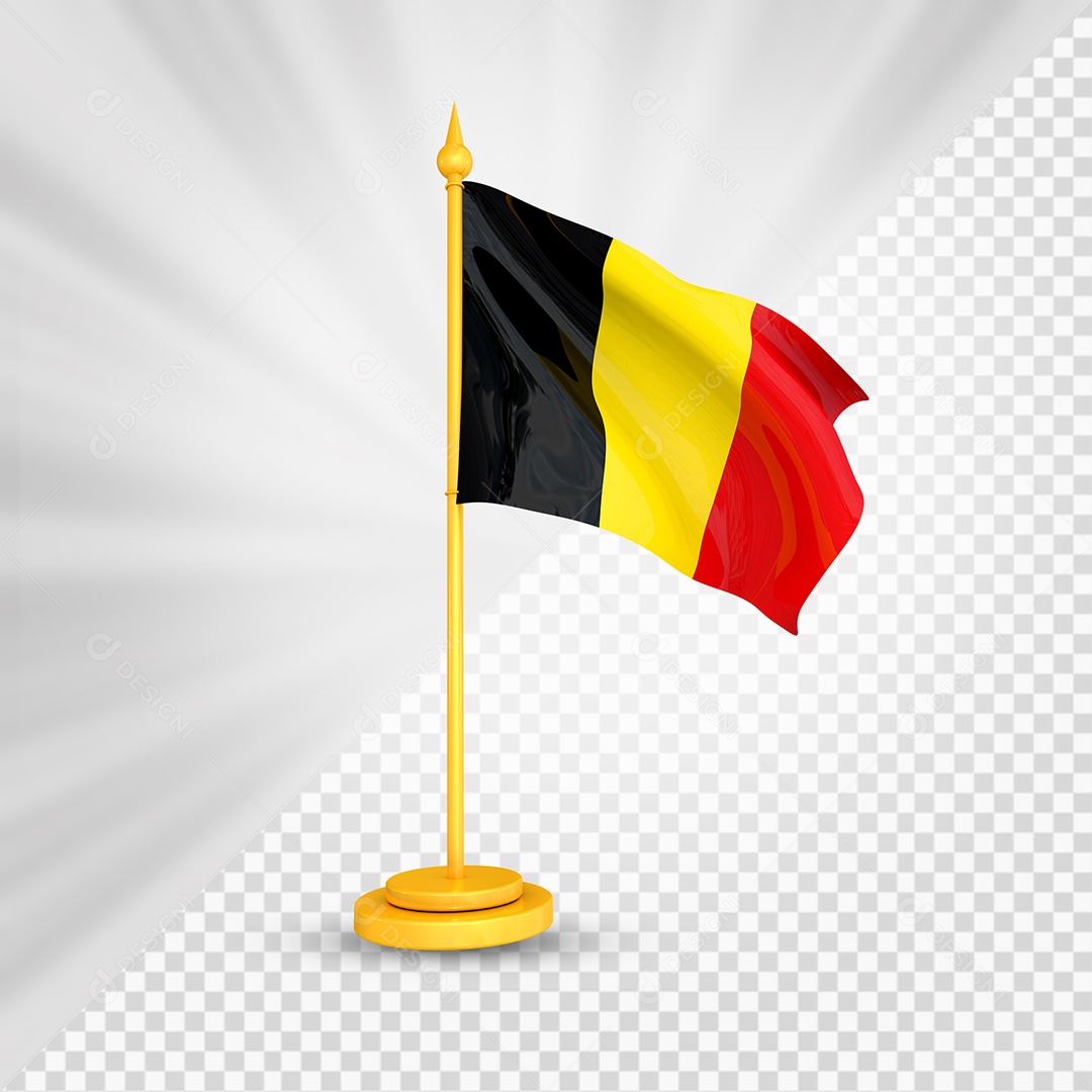 Bélgica Bandeira 3D Elemento Dourado para Composição PSD
