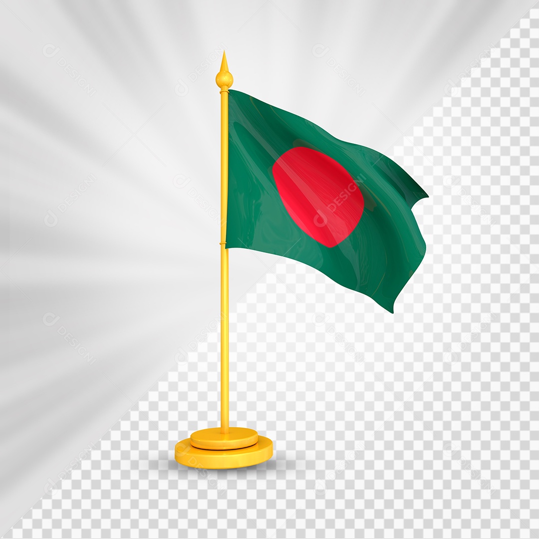 Bangladesh Bandeira 3D Elemento Dourado para Composição PSD