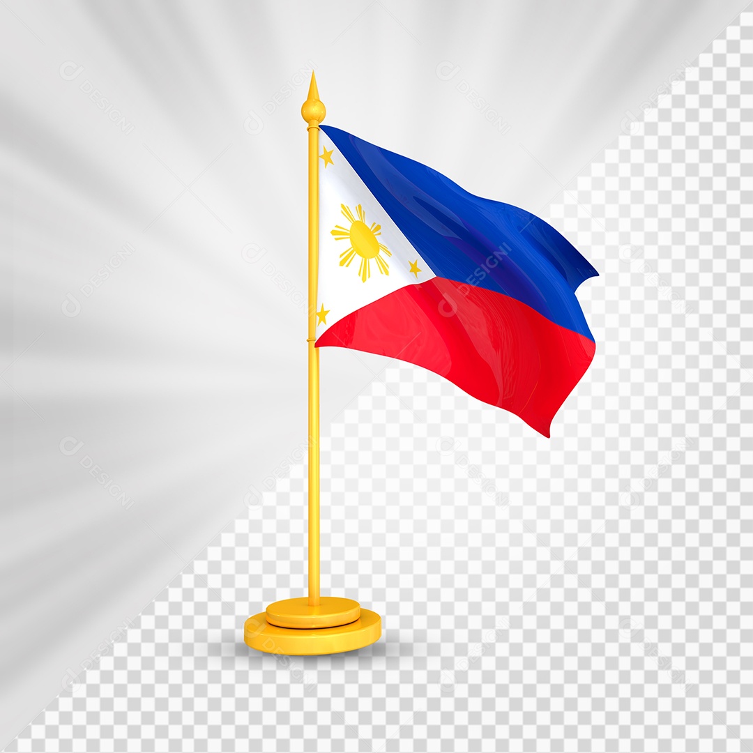 Filipinas Bandeira 3D Elemento Dourado para Composição PSD