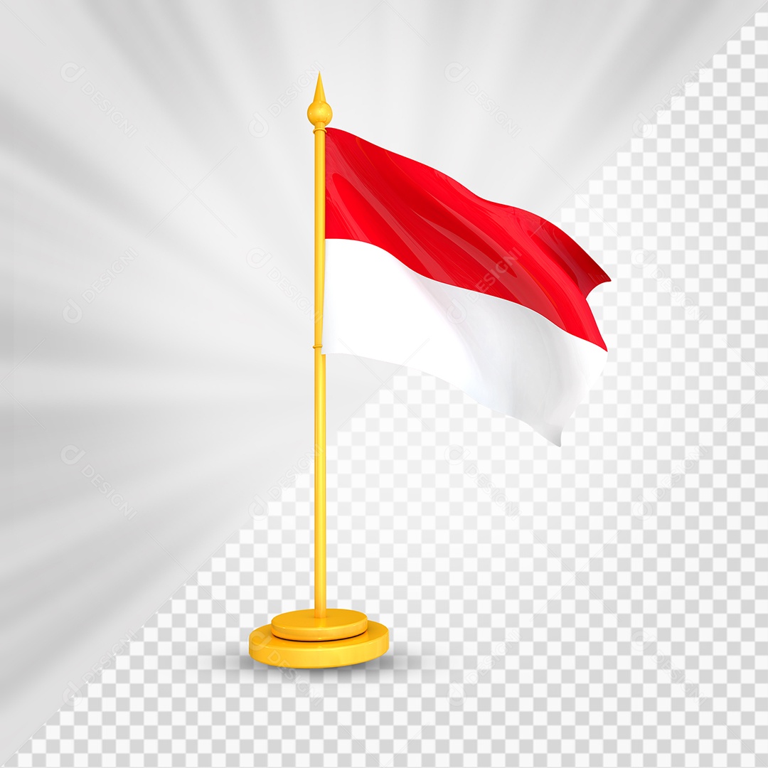 Indonésia Bandeira 3D Elemento Dourado para Composição PSD