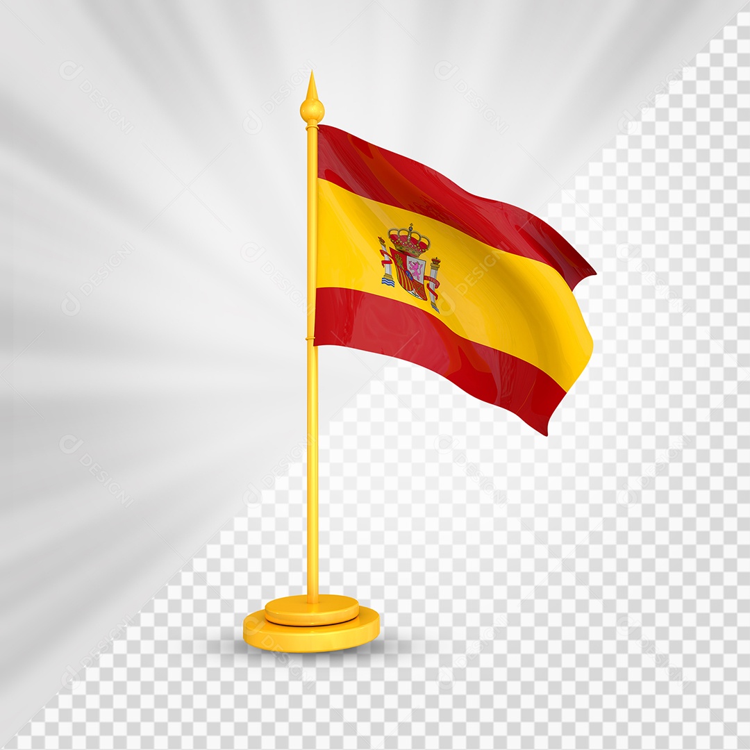 Espanha Bandeira 3D Elemento Dourado para Composição PSD