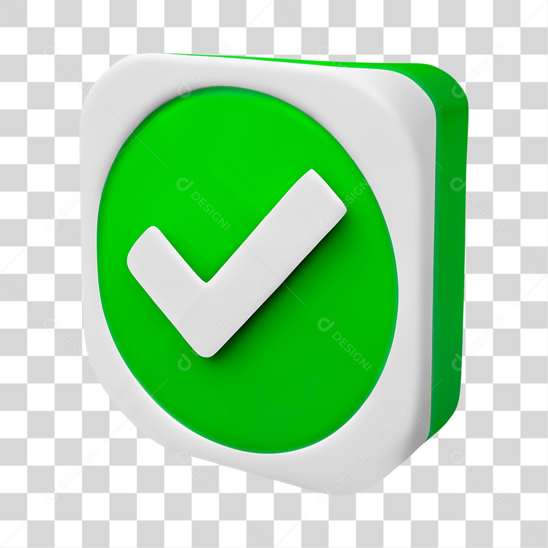 Ícone Certo Check 3D Sem Fundo PNG