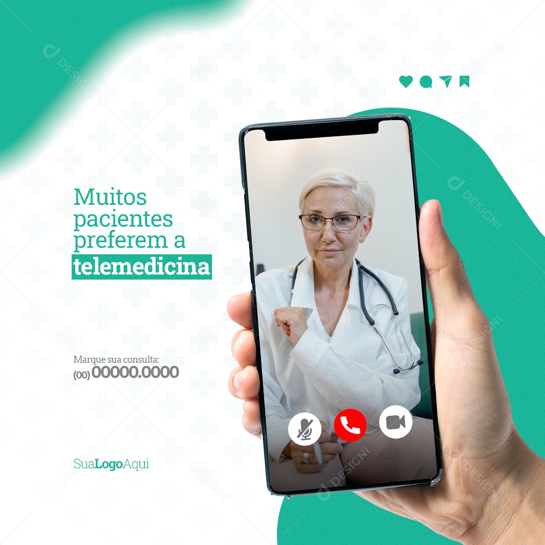 Muitos Pacientes Preferem a Telemedicina Clínica Médica Social Media PSD Editável