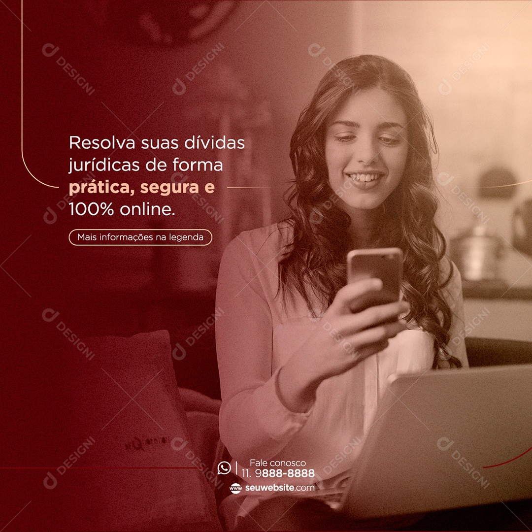 Post Advocacia Social Media Resolva Suas Dívidas PSD Editável