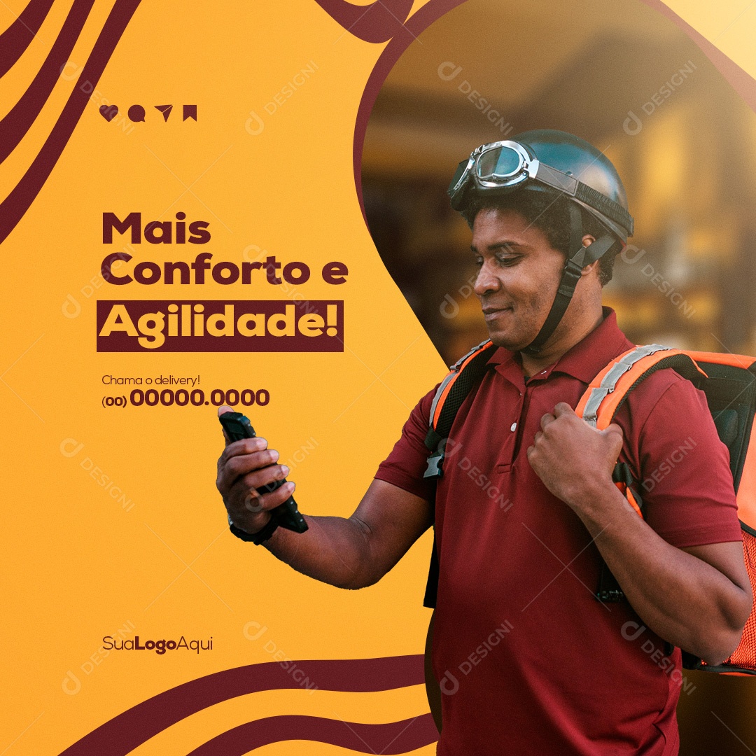 Mais Conforto e Agilidade! Chama o Delivery Social Media PSD Editável
