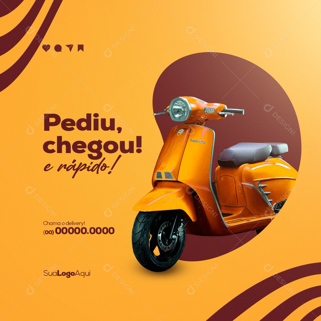 Delivery Pediu Chegou Não Precisa Sair de Casa Social Media PSD Editável