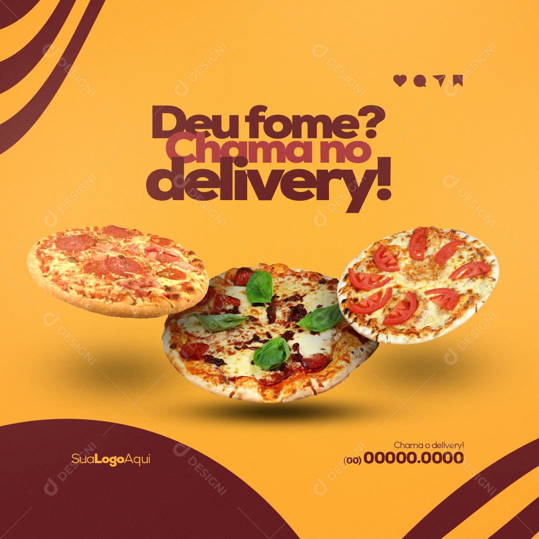 Deu Fome? Chama o Delivery! Social Media PSD Editável
