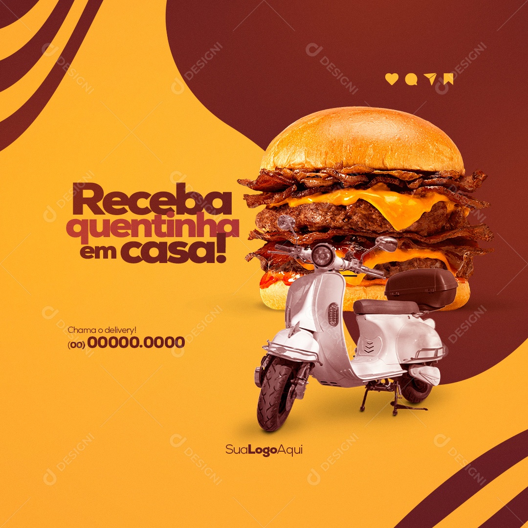 Receba em Casa Delivery Social Media PSD Editável