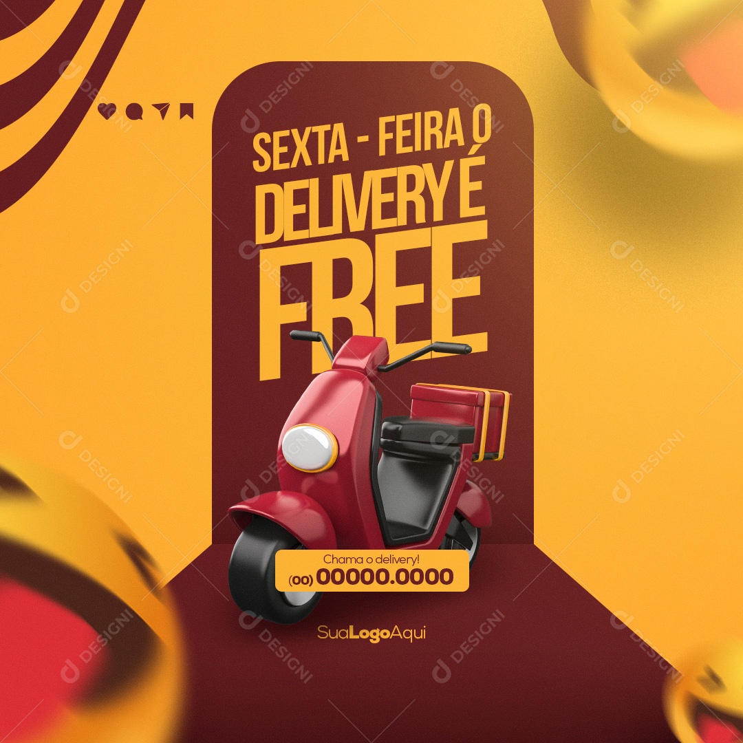 Sexta Feira Delivery é Free Social Media PSD Editável