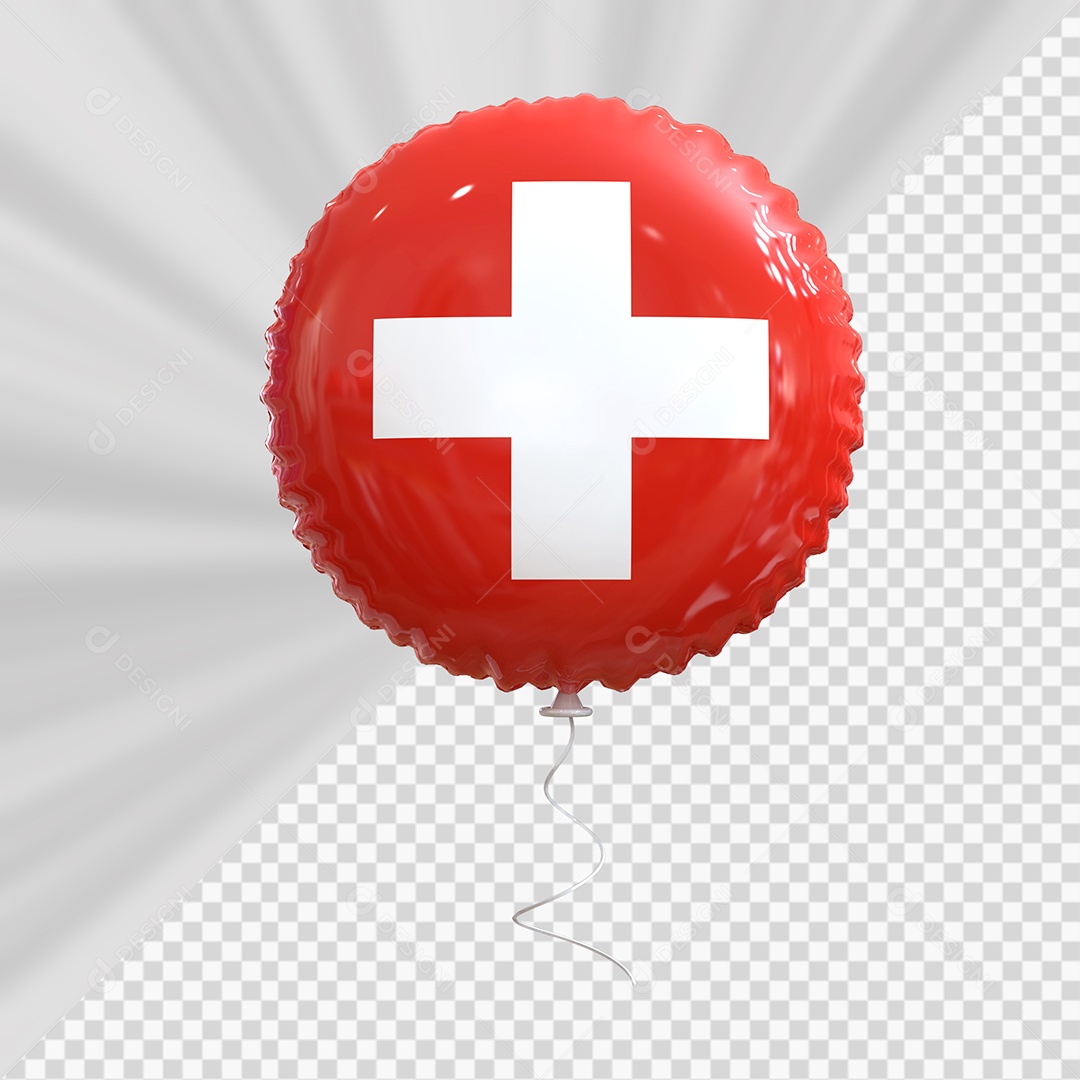 Balão da Suíça Elemento 3D para Composição PSD