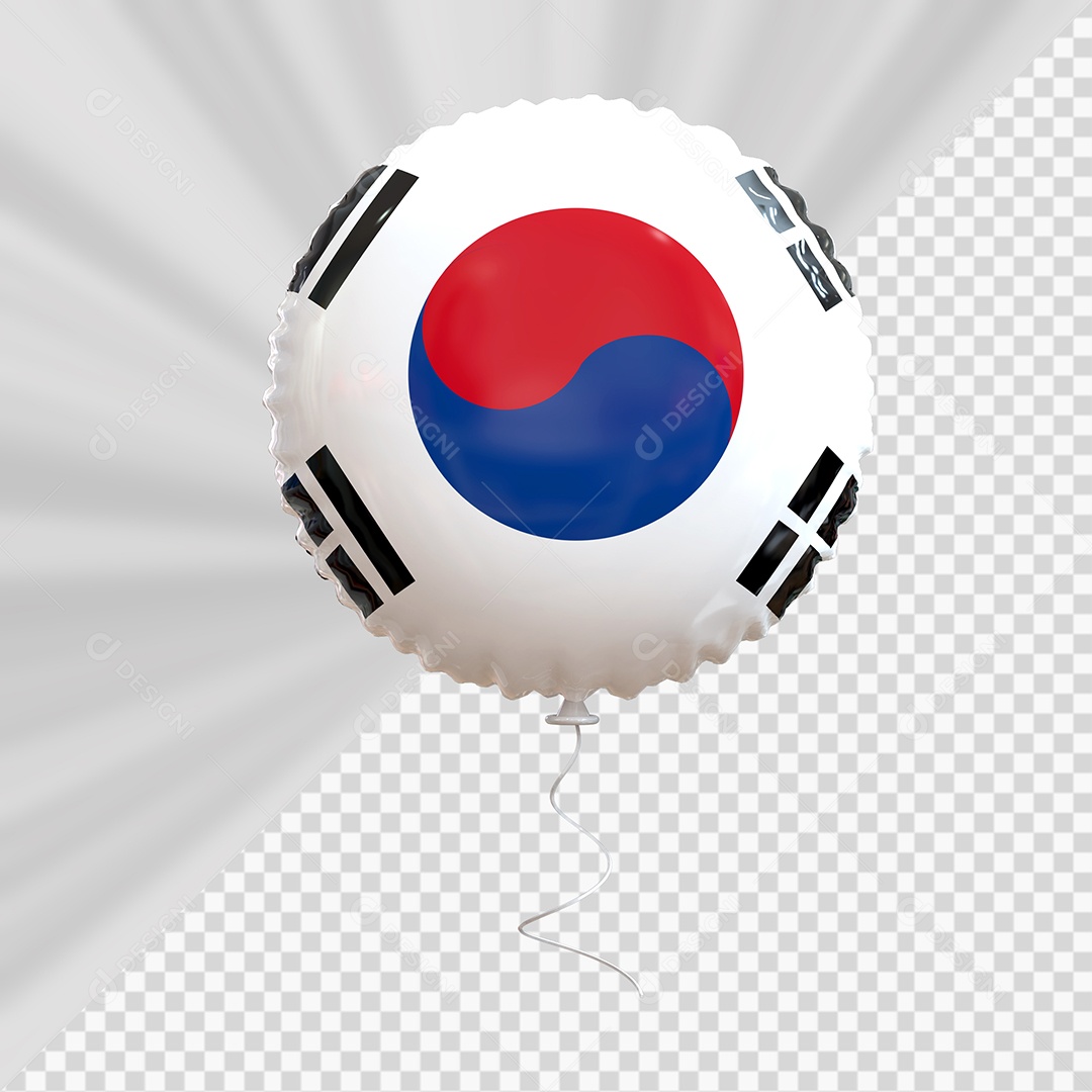 Balão da Coreia do Sul Elemento 3D para Composição PSD