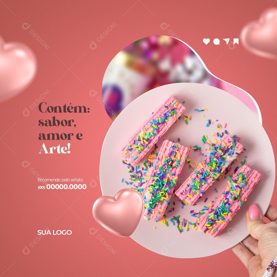 Encomende Pelo Whats Confeitaria Social Media PSD Editável