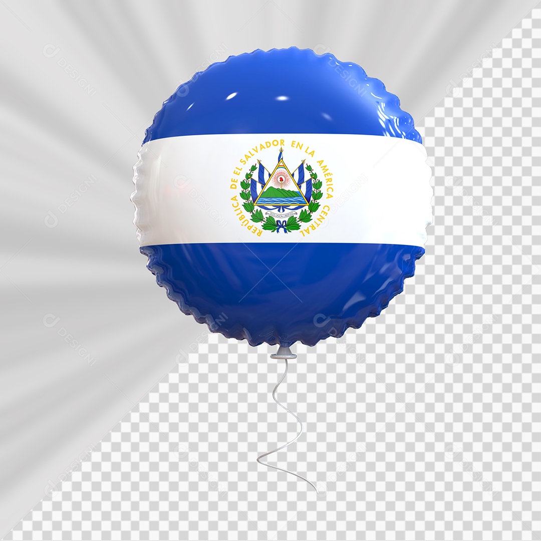 Balão do El Salvador Elemento 3D para Composição PSD