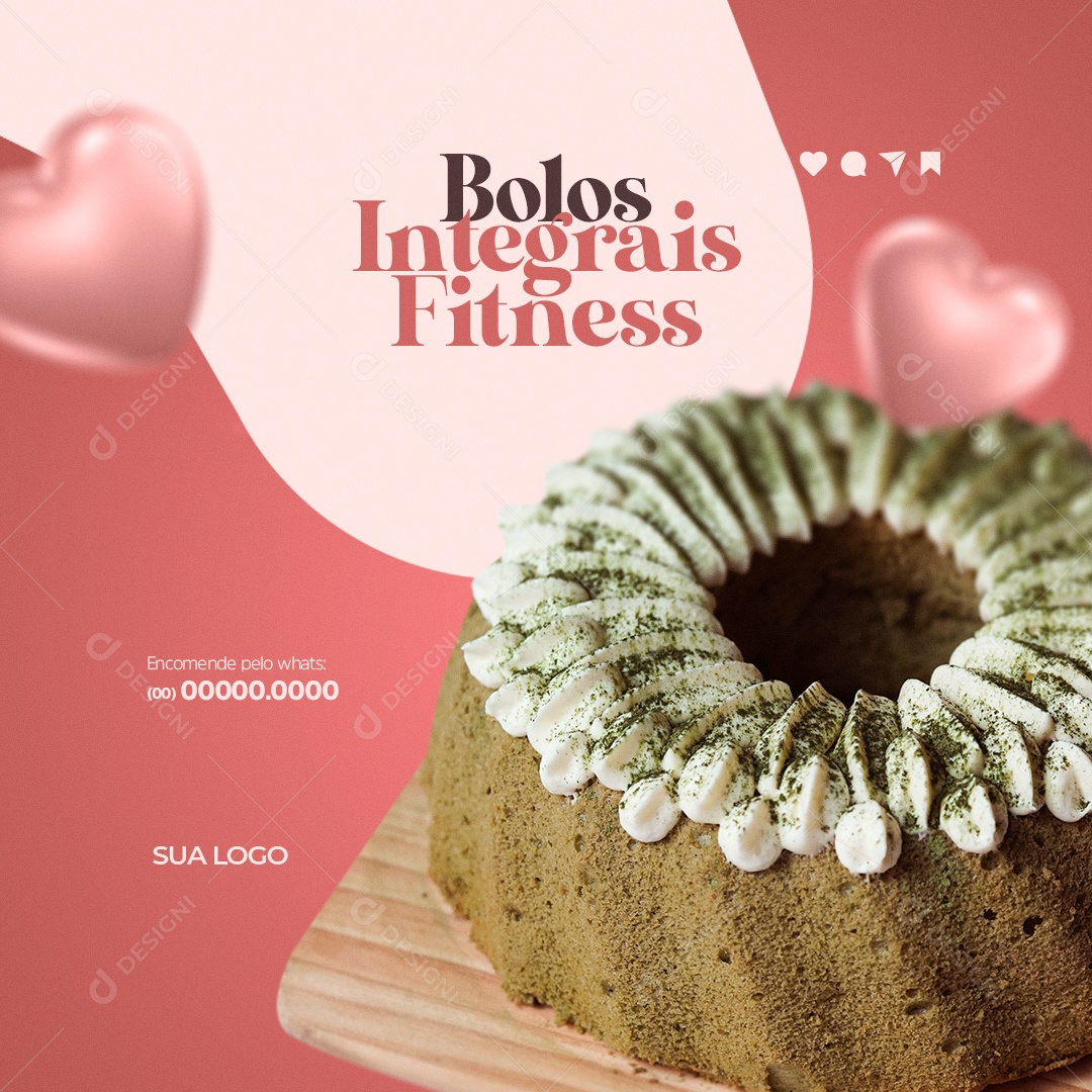 Bolos Integrais Fitness Confeitaria Social Media PSD Editável