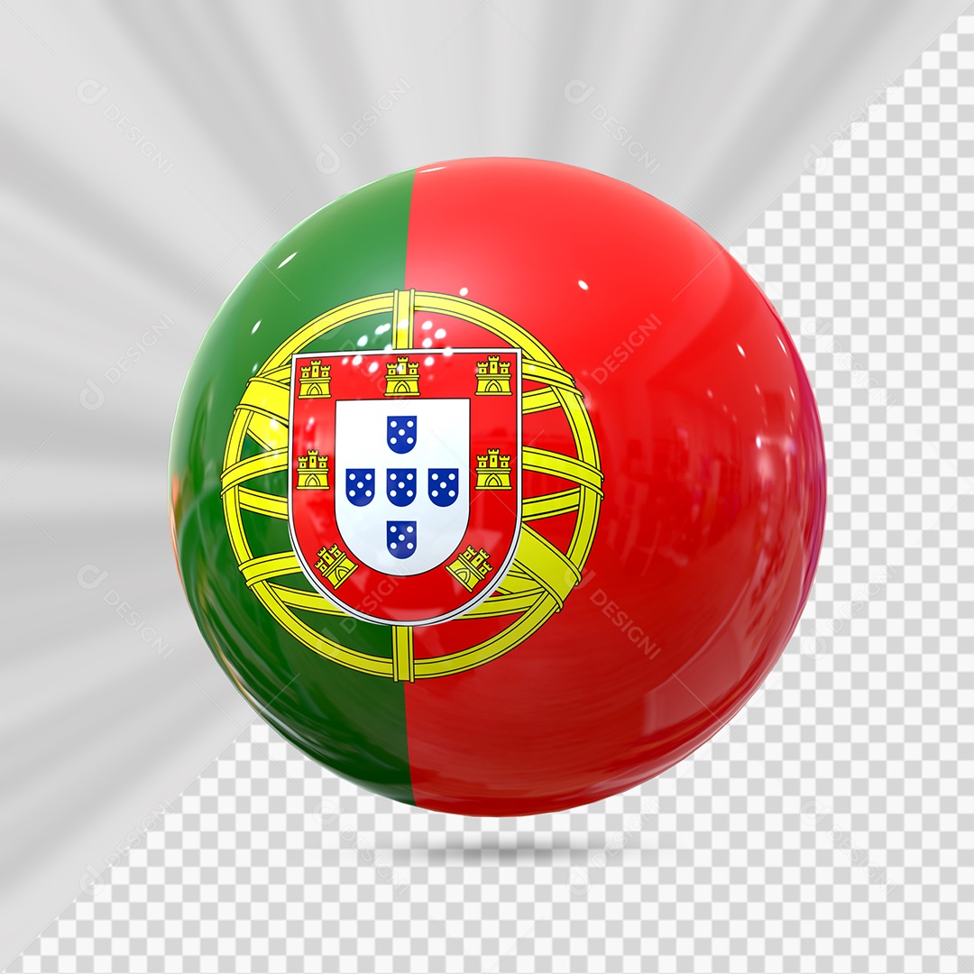 Portugal Bola Elemento 3D para Composição PSD