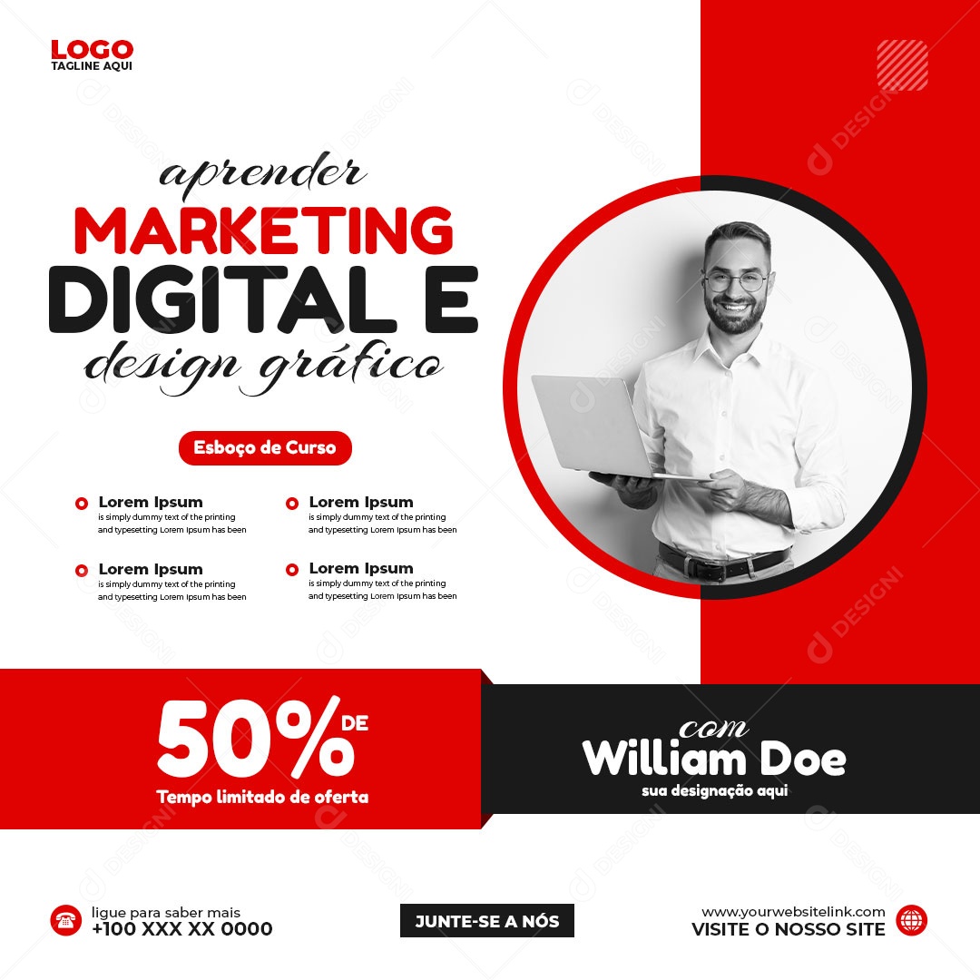 Aprender Marketing Digital Social Media PSD Editável